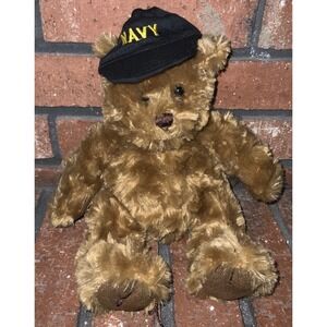 Chelsea Teddy Bear Co Brown Plush US Navy Military Sailor Bear with Hat